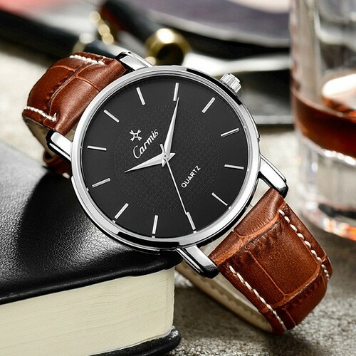 brown-faux-leather-strap-round-black-dial-classy-vintage-watch-silver-case-40mm-800x800