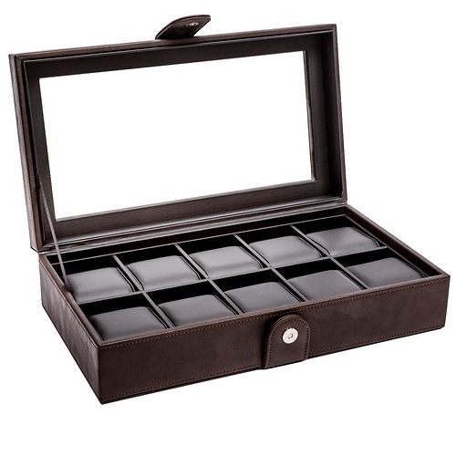 la-royale-classico-brg-bruin-zwarte-horlogebox-voor-10-horloges