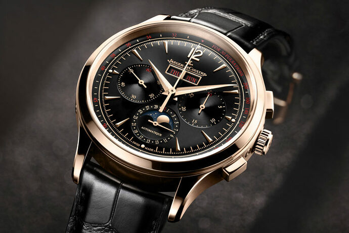 Jaeger-LeCoultre-Master-Control-Chronograph-Calendar-pink-gold-black-and-red-dial-angle-shot-768x512