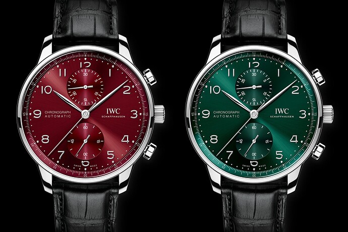 IWC-Portugieser-Chronograph-automatic-green-burgundy-dial-iw371615-iw371616-1-1536x1024