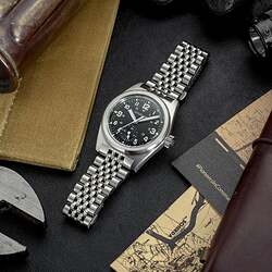 38mm-bracelet-Field-Watch-Outrider-Professional-Mecaquartz-Black-Dial-Beads-of-Rice-Bracelet-22-OPM-001-BOR-STL-LAF