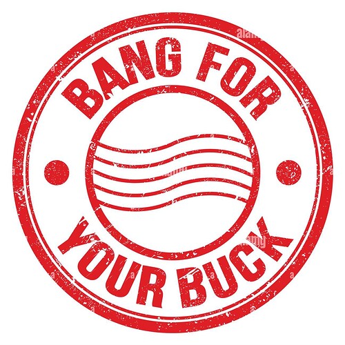 bang-for-your-buck-text-written-on-red-round-postal-stamp-sign-2J4WK2M