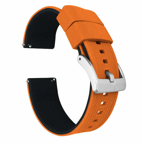pumpkin-orange-top-black-bottom-elite-silicone-elite-silicone-barton-watch-bands-22mm-stainless-steel-194345