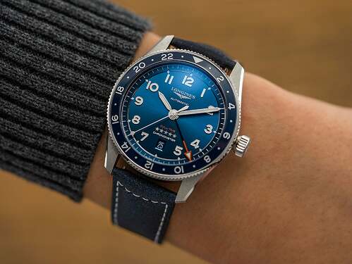 Longines-Spirit-Zulu-Time-blue-wrist-2