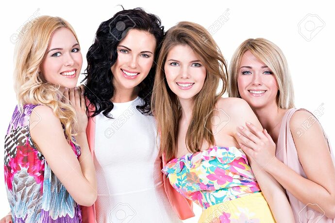 44809282-portret-van-een-groep-jonge-mooie-lachende-vrouwen-in-roze-jurk-geïsoleerd-op-wit-
