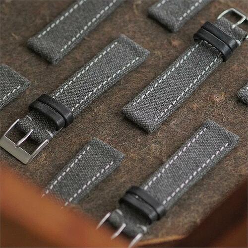 20mm-22mm-Grey-Washed-Canvas-Watch-Band-Strap-White-Stitch-Group-Shot.4
