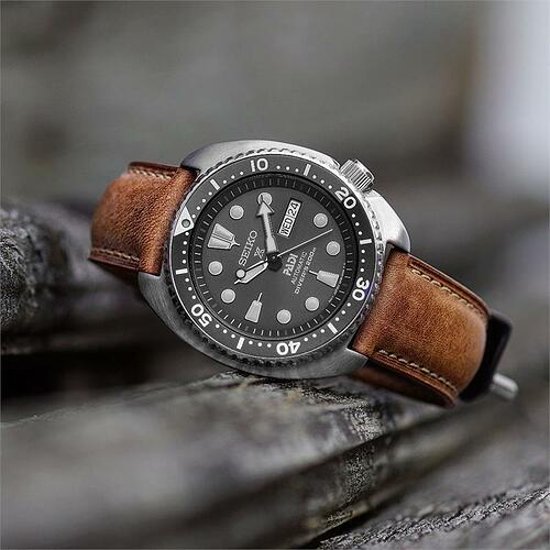 22mm-Malt-Italian-Vintage-Leather-Padded-watch-Band-Strap-Seiko-SRP777-Turtle-Watch-2.1