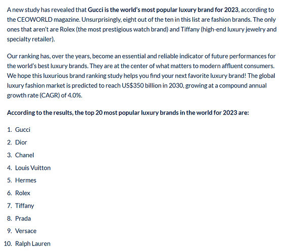 Top 10 Luxury brands