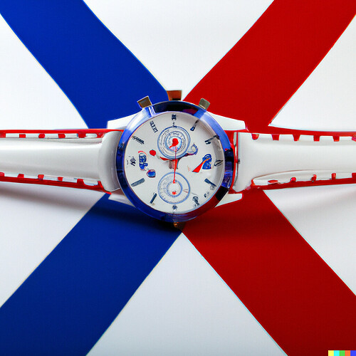DALL·E 2022-10-13 21.56.32 - elegant watch in red white and blue
