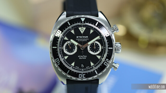 Eterna_KonTiki_Chronograph_Black_Dial_Hands_On_Front