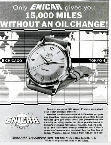 Enicar Unltrasonic LIFE advert 1957