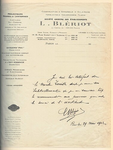 Bleriot testimonial
