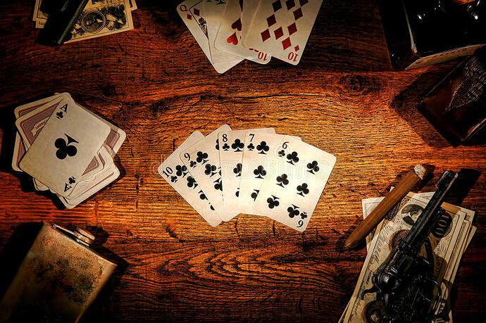 american-west-legend-old-poker-game-straight-flush-gambler-playing-cards-showing-hand-wood-table-money-guns-31897077