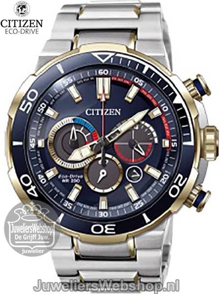 Citizen-Horloge-CA4254-53L-Chrono-Eco-Drive-Heren-Edelstaal-Bi-Color-Goudkleurig