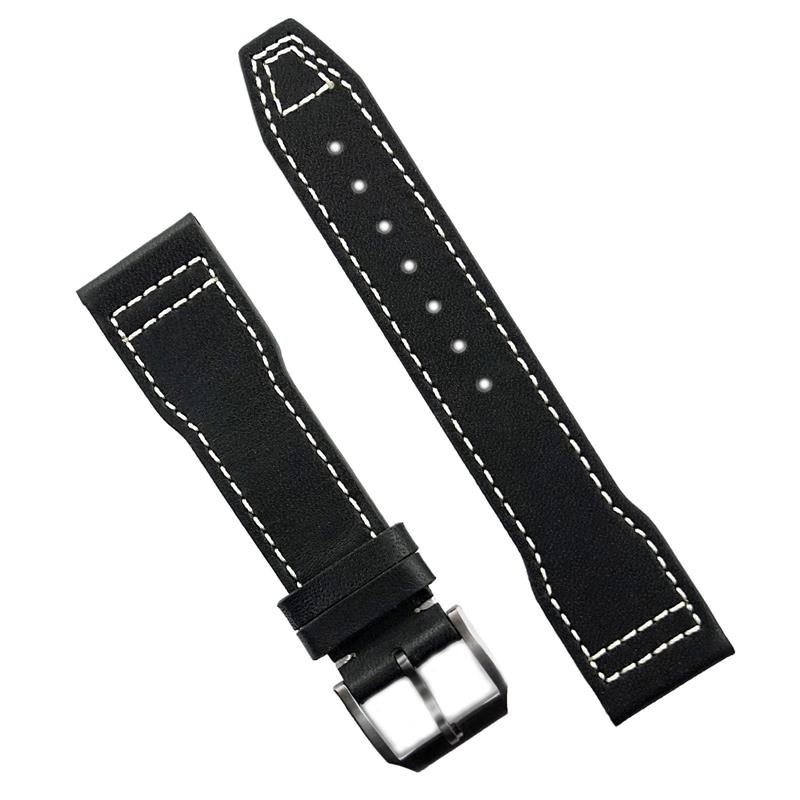 IWCBlackHorweenWhiteStitchLeatherWatchBandStrap.4