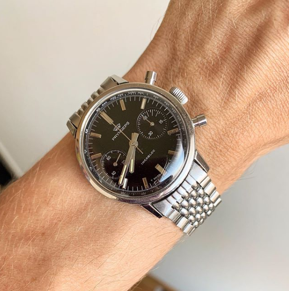 Vintage Black Pryngeps Chronograph Poor Man s Carrera Landeron