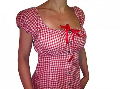 Dirndlbluse-ROT-WEISS-KARIERT-KNÖPFE-Dirndl-Bluse-Trachtenbluse-Oktoberfest