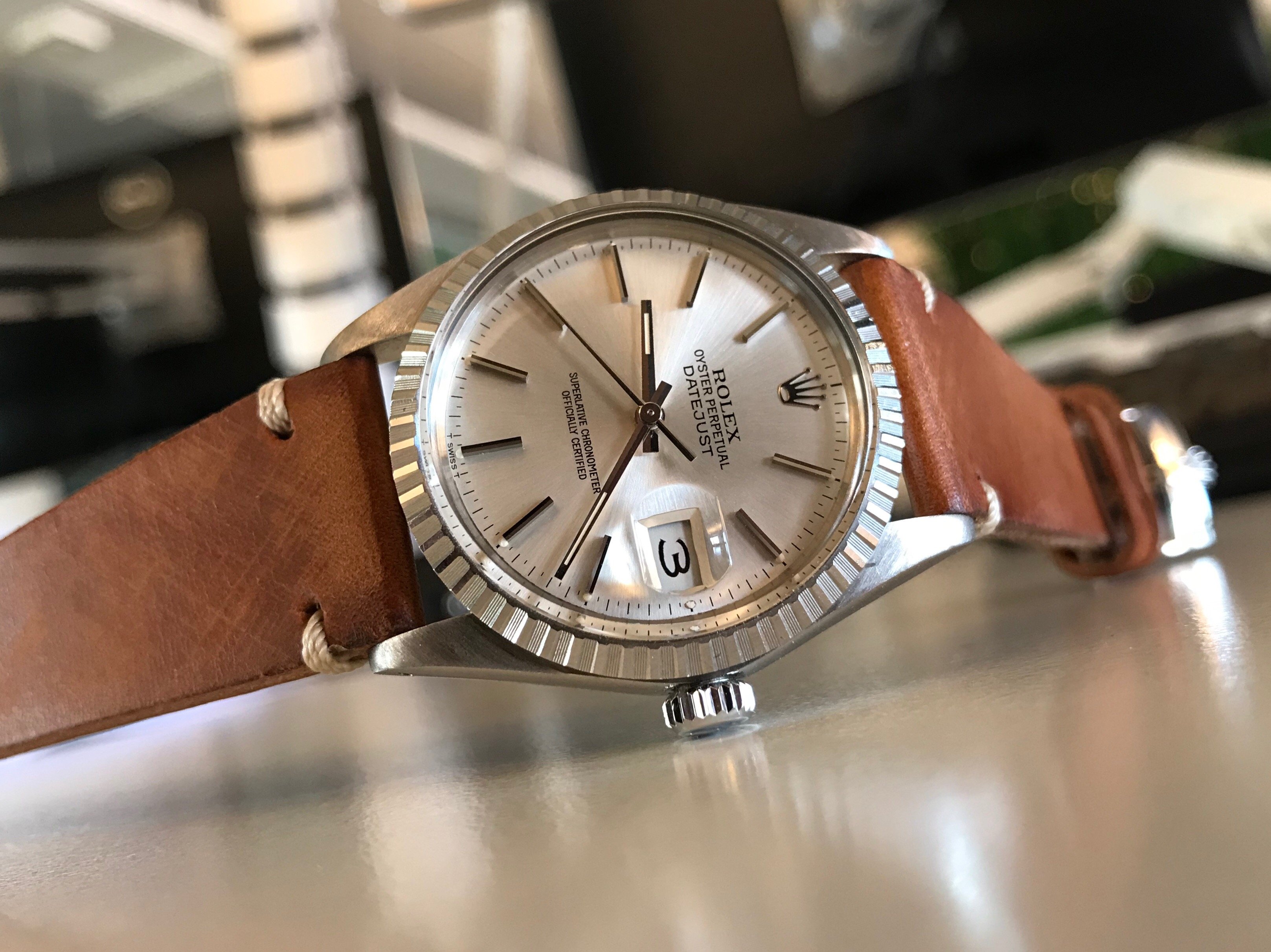 Rolex met leren band outlet
