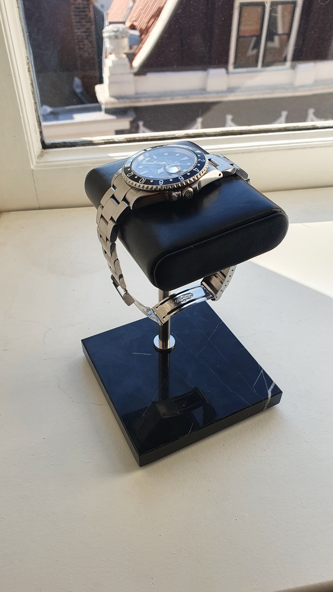 Armband/horloge display standaard, 18 à 19cm, transparant, kunststof