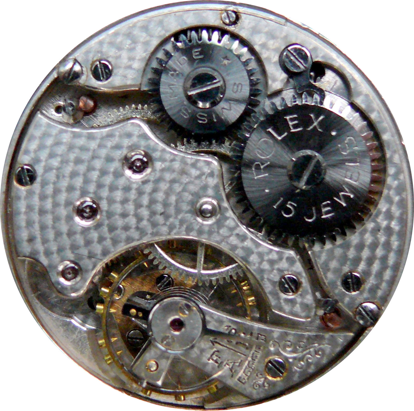 Механизм 1.12 2. Rolex Swiss made Антикварные. Перлаж в часах. Ротор в часах. Мовемент в часах.